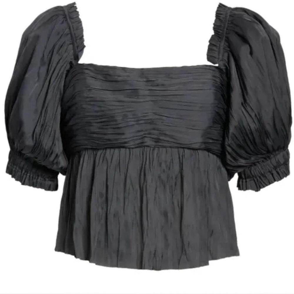 NWT Frame Silk black puff sleeve blouse